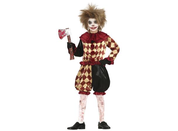 Skummel klovn - Rød/Hvit ruter 1 Barnekostyme til gutt - Str 10-12 År 