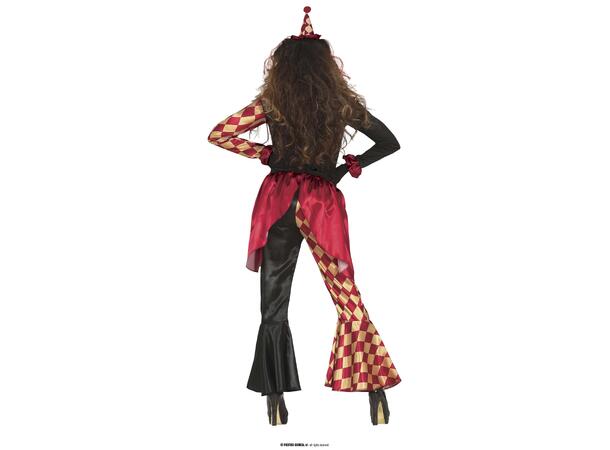 Skummel klovn - Rød/Hvit ruter 1 Damekostyme - str 38-40 (M) 