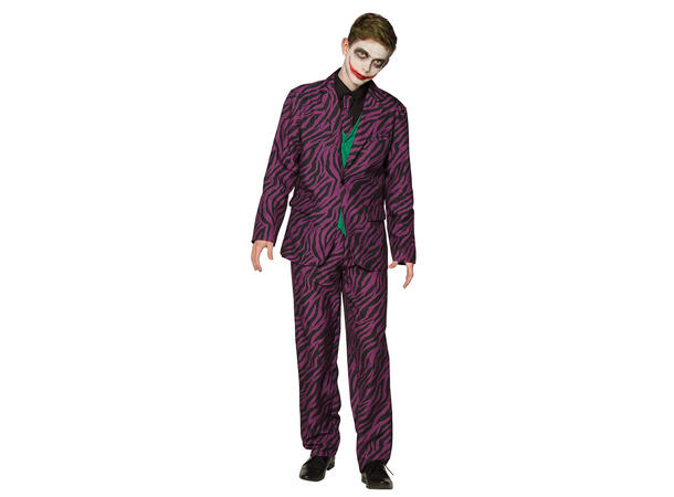 Skurkekostyme - Joker - Lilla/sort 1 Barnekostyme til gutt - Str 14-16år 