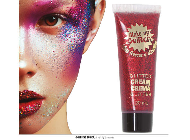 Sminkekrem glitter - Rød 1 Tube sminkekrem - 20ml 
