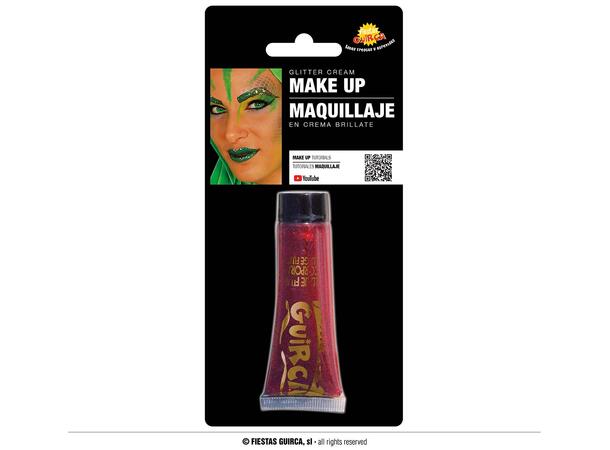 Sminkekrem glitter - Rød 1 Tube sminkekrem - 20ml 