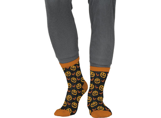 Sokker med gresskar - Sort/oransje 1 Par sokker i bomull - Str 28-35 