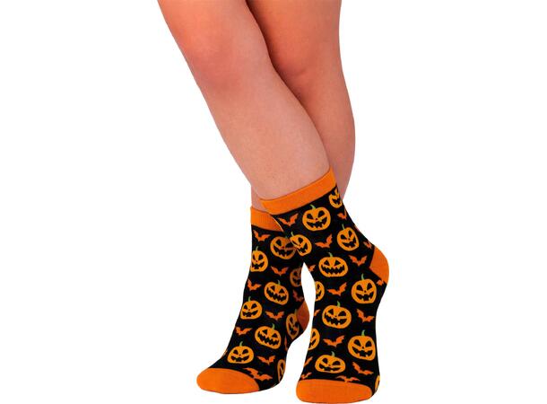 Sokker med gresskar - Sort/oransje 1 Par sokker i bomull - Str 28-35 