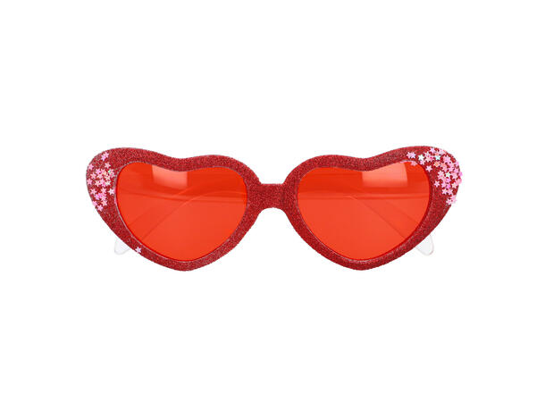 Solbriller - Hjerteform - Rød m/stener 1 Par briller i plast 
