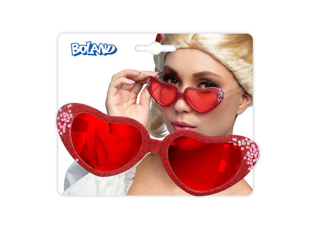 Solbriller - Hjerteform - Rød m/stener 1 Par briller i plast 