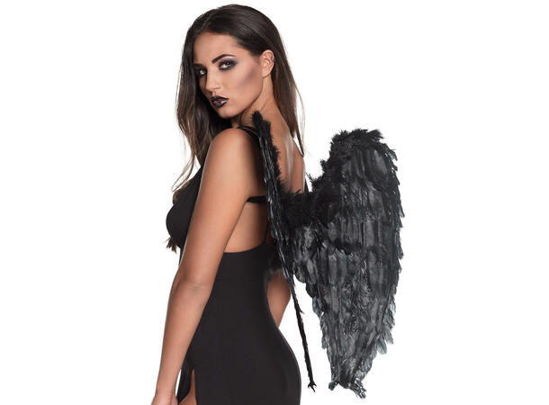 Sorte englevinger m/fjær 1 Par vinger - 65x65cm 