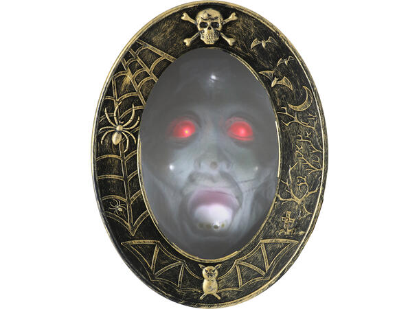 Speil - Skummelt ansikt 1 Speil med lys og lyd - 25x32cm 