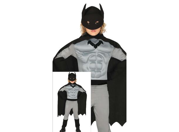 Superhelt - Flaggermusmann - Grå/sort 1 Barnekostyme til gutt - Str 3-4 År 