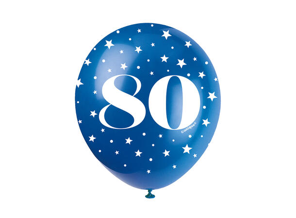 Superprint Premium 80 År - Assortert 5 Gummiballonger - 30cm (12")