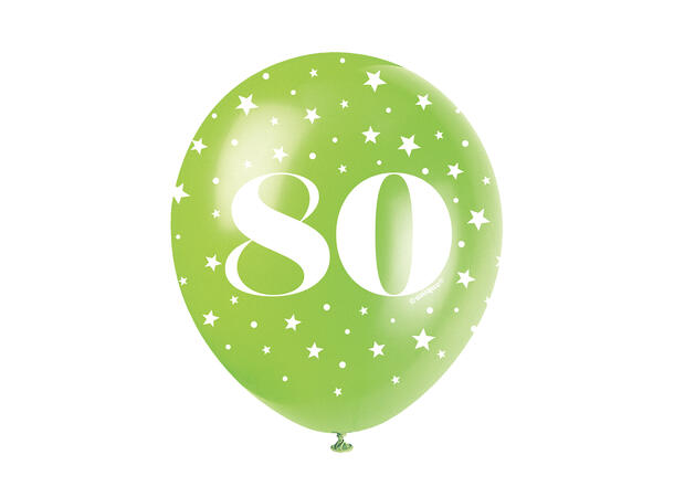 Superprint Premium 80 År - Assortert 5 Gummiballonger - 30cm (12")