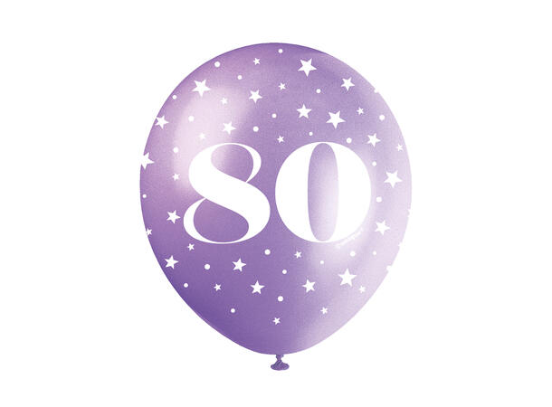 Superprint Premium 80 År - Assortert 5 Gummiballonger - 30cm (12")