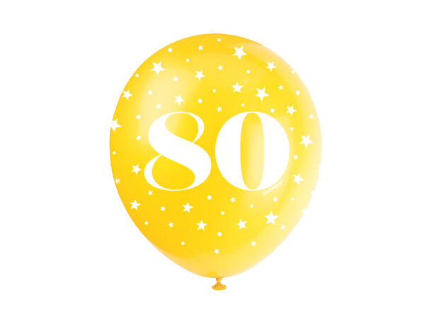 Superprint Premium 80 År - Assortert 5 Gummiballonger - 30cm (12")