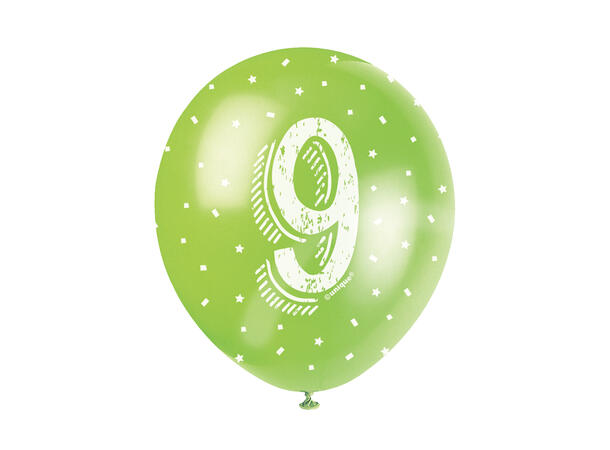 Superprint Premium 9 År - Assortert 5 Gummiballonger - 30cm (12")