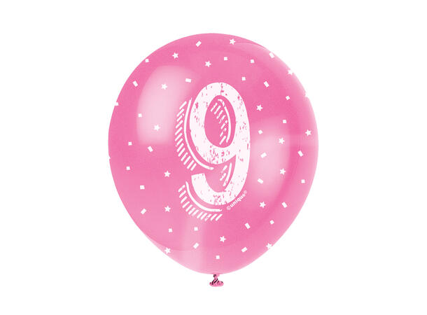 Superprint Premium 9 År - Assortert 5 Gummiballonger - 30cm (12")