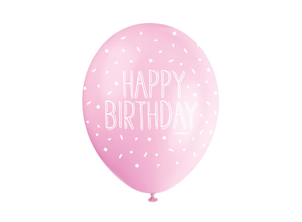 Superprint Premium “Happy Birthday” Rosa 5 Gummiballonger - 30cm (12") 