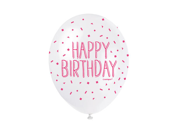 Superprint Premium “Happy Birthday” Rosa 5 Gummiballonger - 30cm (12")