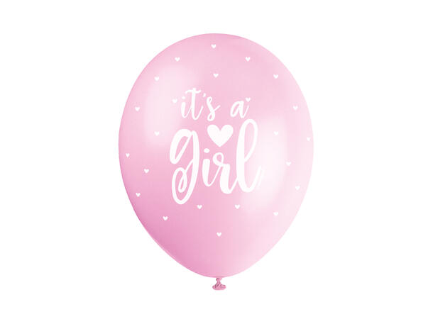 Superprint Premium “It’s a Girl” - Rosa 5 Gummiballonger - 30cm (12")