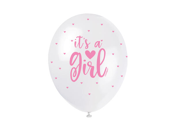 Superprint Premium “It’s a Girl” - Rosa 5 Gummiballonger - 30cm (12")