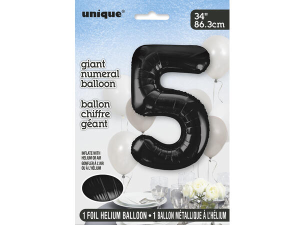 Tallballong - #5 - Sort 1 Folieballong - 86cm (34")