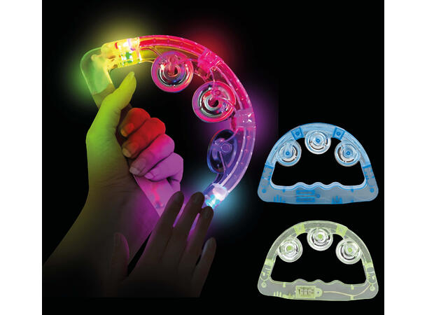 Tamburin m/LED-lys - 3 Farger ass 1 Tamburin med LED-Lys - 16x15cm 