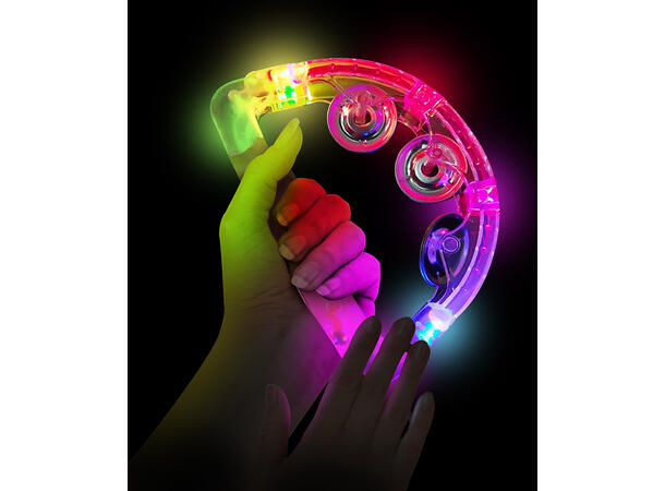 Tamburin m/LED-lys - 3 Farger ass 1 Tamburin med LED-Lys - 16x15cm 