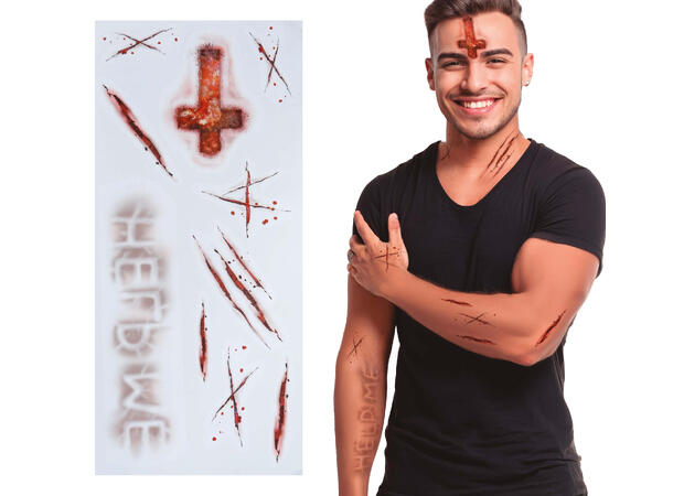 Tatoveringer - Besatte sår 1 Ark med tatoveringer - 30x14cm 