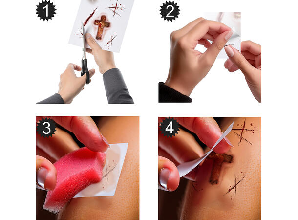 Tatoveringer - Besatte sår 1 Ark med tatoveringer - 30x14cm 