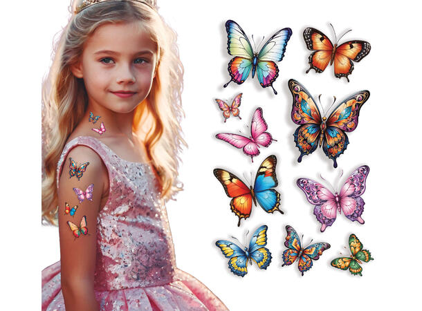 Tatoveringer - sommerfugler 1 Ark med tatoveringer - 14x30cm 