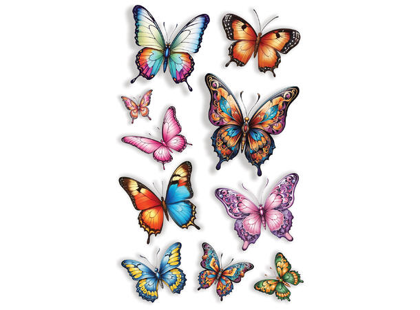 Tatoveringer - sommerfugler 1 Ark med tatoveringer - 14x30cm 