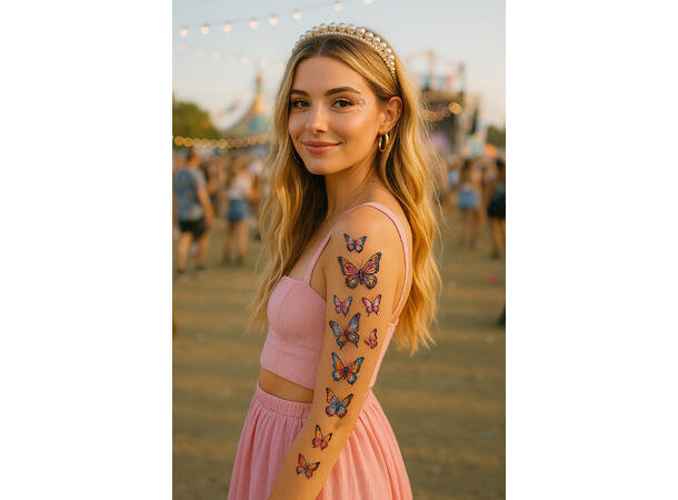 Tatoveringer - sommerfugler 1 Ark med tatoveringer - 14x30cm 