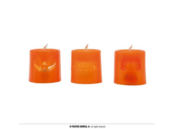 Telys med LED - 2 ass - Oransje og Sort Display med 12 høye LED-lys - 4,5x4,5cm 