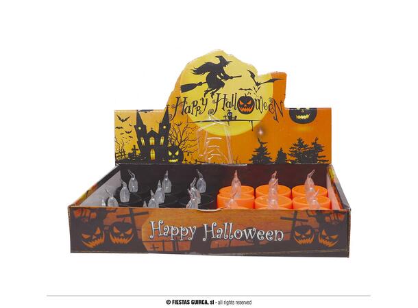 Telys med LED - 2 ass - Oransje og Sort Display med 12 høye LED-lys - 4,5x4,5cm 