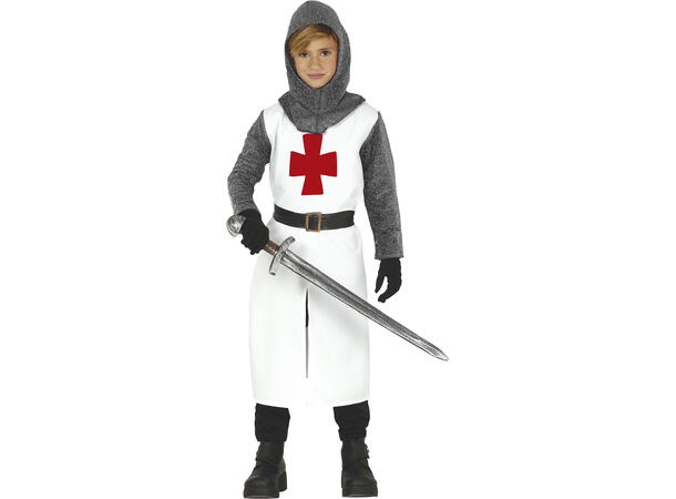 Tempelridder -Bukse,Tunika, Hette, Belte 1 Barnekostyme til gutt - Str 10-12 År 