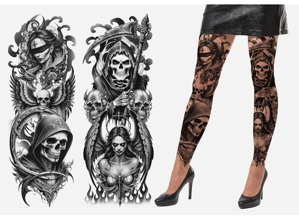 Tights med tatoveringseffekt - Død 1 Par tights - Onesize 