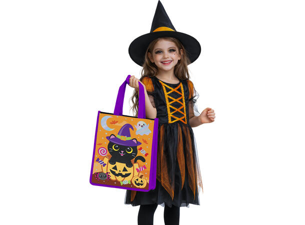 Trick or Treat - Godteveske katt m/hatt 1 Pose i PVC - 36x30m 