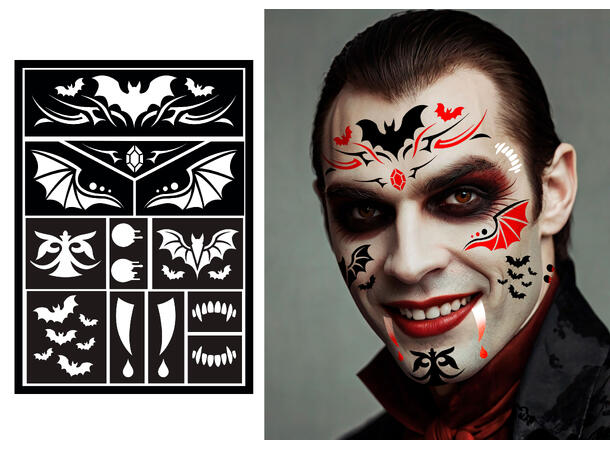 Vampyr 1 Selvklebende sminkesjablong - 14x20cm 