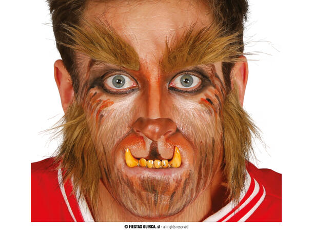 Varulv - Skjegg og øyebryn - Brun 1 Parykk i syntetisk hår 