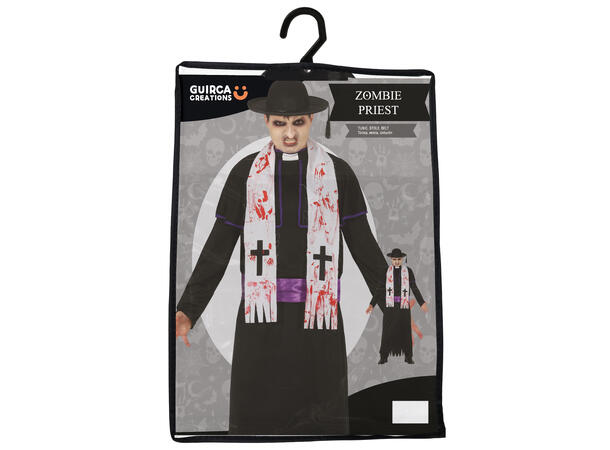 Zombie prest - Prestekappe, belte, hatt 1 Herrekostyme - str 54-56 (XL) 