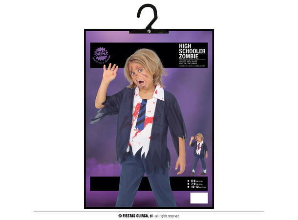 Zombie skoleelev - Gutt 1 Kostyme til barn - 7-9 år (133 cm) 