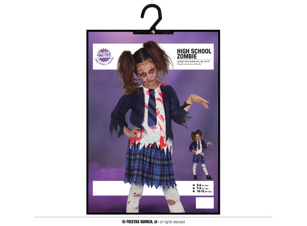 Zombie skoleelev - Jente 1 Kostyme til barn - 10-12 år (147 cm) 