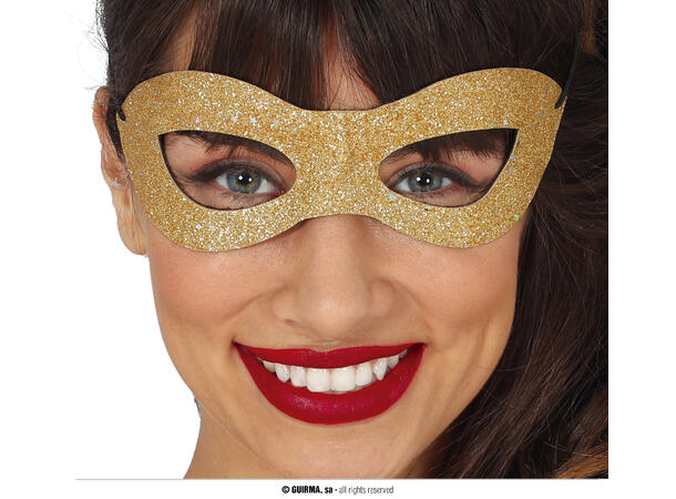 Øyemaske - Gull glitter 1 Maske i polyester 