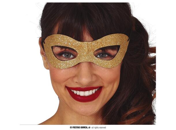 Øyemaske - Gull glitter 1 Maske i polyester 