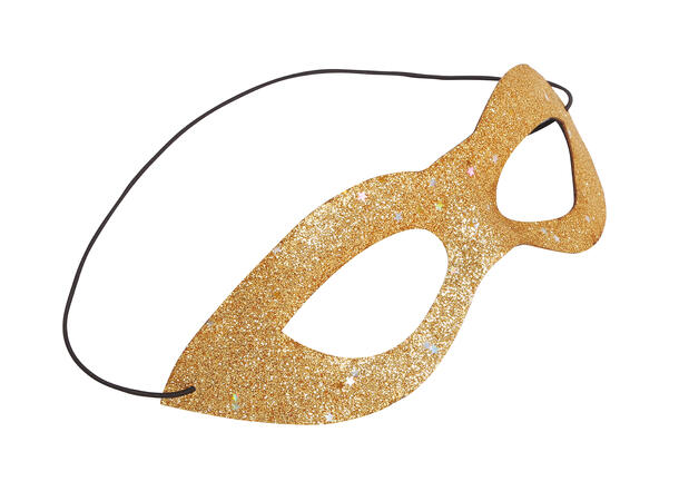 Øyemaske - Gull glitter 1 Maske i polyester 