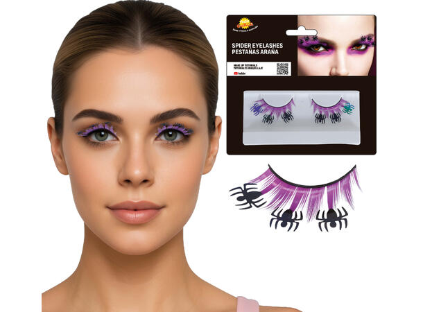 Øyevipper - Lilla med edderkopper 1 par øyevipper 