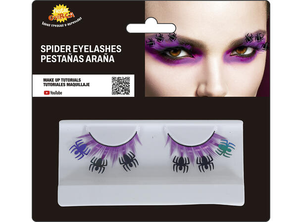 Øyevipper - Lilla med edderkopper 1 par øyevipper 