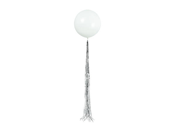 Ballong med Sølvtassel - Hvit 1 Gummiballong  - 60cm (24")