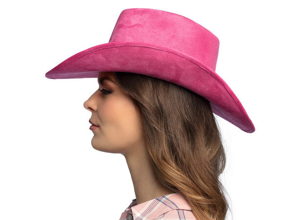 Cowboyhatt - Django - Rosa m/pynt 1 Hatt til voksen - Onesize 