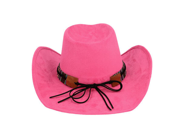 Cowboyhatt - Django - Rosa m/pynt 1 Hatt til voksen - Onesize 