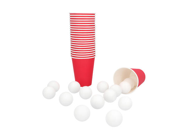 Drikkelek - Beer pong Innhold 22 røde pappkopper, 15 baller