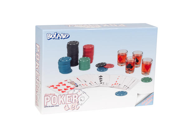 Drikkelek - Shottepoker Innhold 120 chips, kortstokk, 4 glass